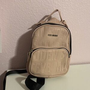 Steve Madden Beige Pink Embossed Backpack